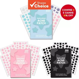 Hidrocolóide Star Pimple Patches 200Pcs Zit Blemish Cover Adesivos Cuidados Com A Pele Facial em Oferta na Shopee