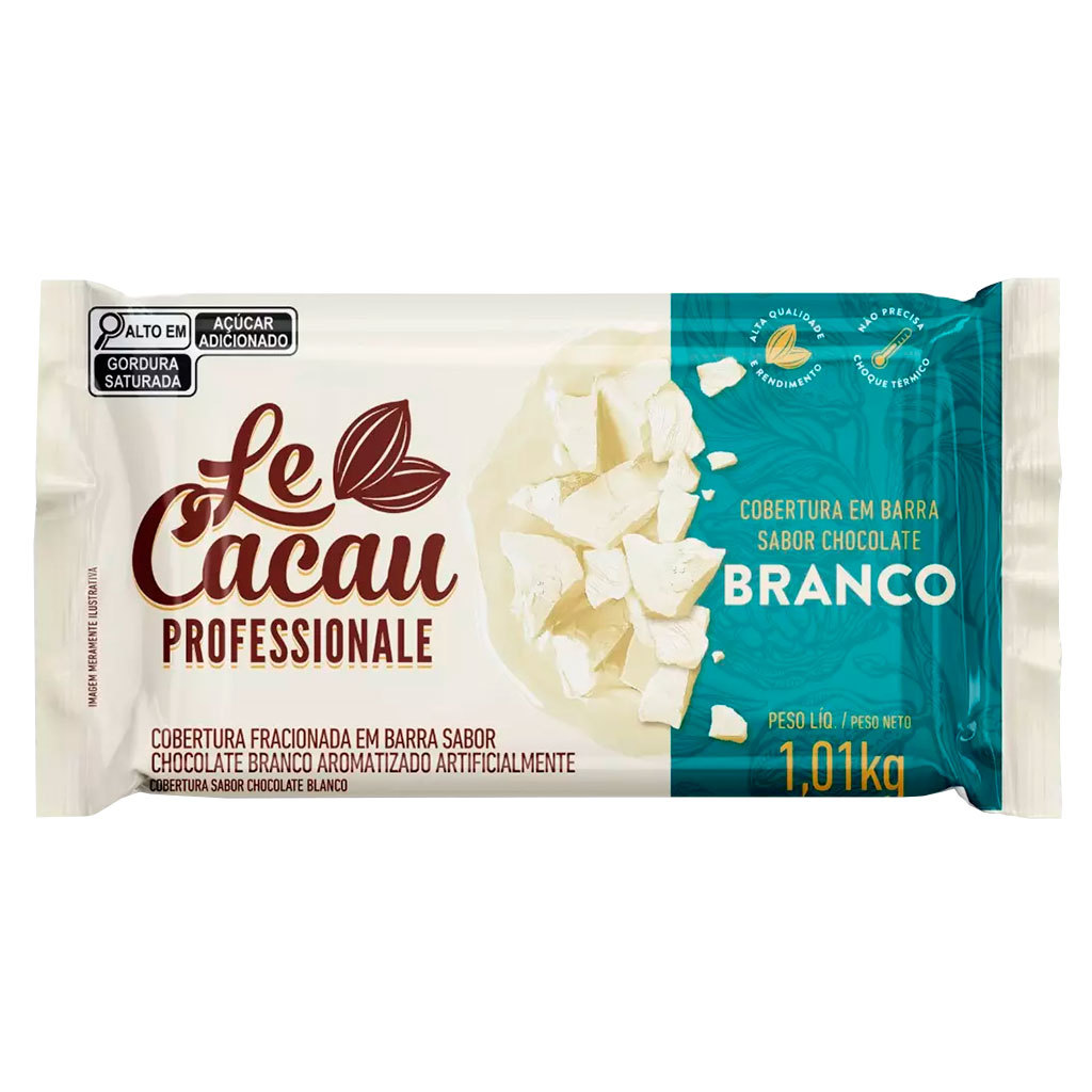 Barra de Chocolate Fracionado Branco 1,01kg - Le Cacau
