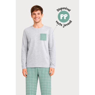 Pijama Masculino Adulto Manga Longa Família Raposa Algodão Inverno em Oferta na Shopee