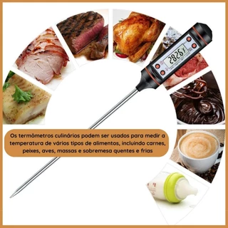 Termômetro Culinário Digital Espeto - Alimento Cozinha Carnes Bebidas Líquidos Alta Precisão