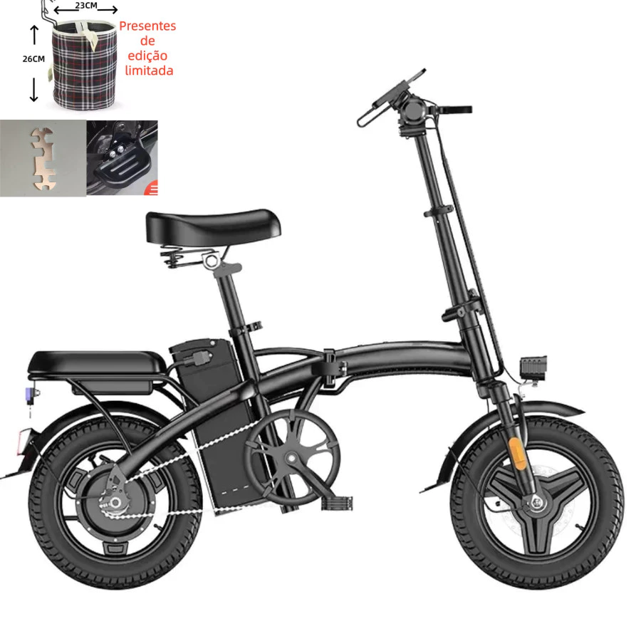 NUDA bicicleta elétrica dobrável 400W aro 14 Shopee