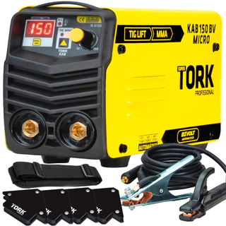 Kit Máquina Inversora de Solda Super Tork 150 Amperes Bivolt e 4 Esquadro Magnético Capacidade 12kg em Oferta na Shopee