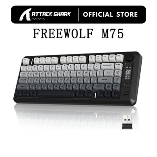 FREEWOLF M75 Teclado Para Jogos Sem Fio RGB Retroiluminado Recarregável 2000mAh Bateria Membrana Display Inteligente E B