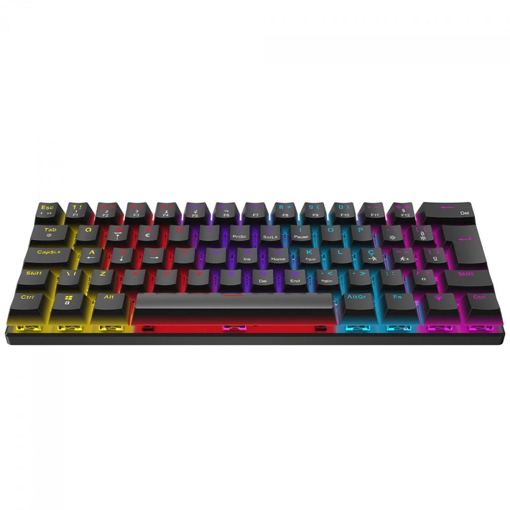 Teclado Mecânico Gamer Ninja Leap 60% Switch Blue Rainbow ABNT2