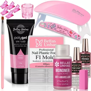 Kit Polygel Completo Cabine Sun Mini + Molde F1 + Poli Gel - Envio Imediato em Oferta na Shopee