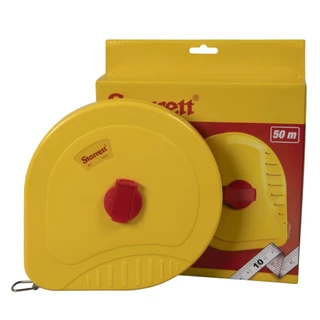 Trena longa com fita em fibra de vidro 50m caixa fechada - KTS638 - Starrett em Oferta na Shopee