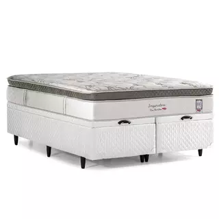 Cama Baú Queen Herval Imperatore, Molas Ensacadas, 80x158x198 cm em Oferta na Shopee