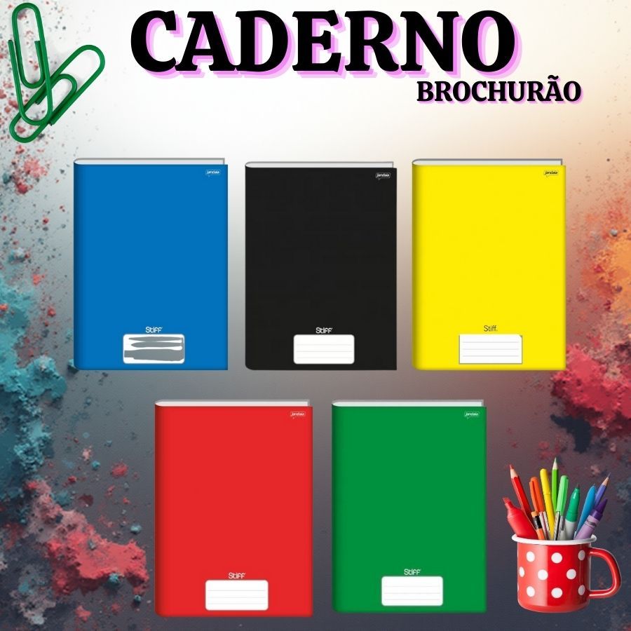 Caderno Brochura Capa Dura Grande 96 Folhas 1 Matéria 200mm x 275mm ...