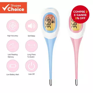 Termômetro Digital De Medição Rápida De 8 Segundos Para Adultos E Crianças , Cabeça Macia , Axilas Orais ° F/C em Oferta na Shopee