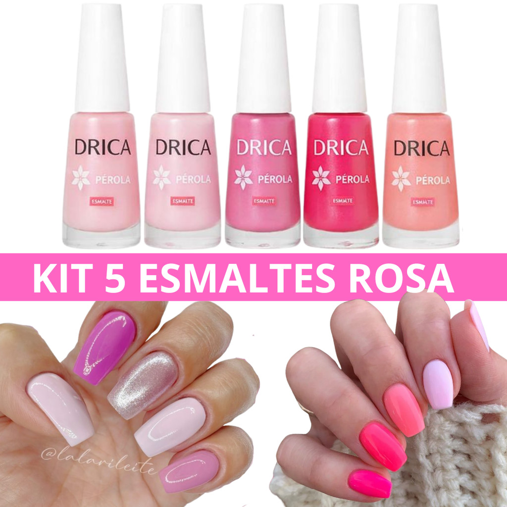 Kit 5 Esmaltes Rosa Diferentes Tons - Drica | Shopee Brasil