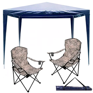 Kit Praia Kala Tenda Gazebo 3x3 Metros com 2 Cadeira Dobrável Camuflada Kala Capacidade 150KG em Oferta na Shopee