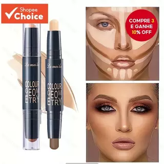 Caneta De Contorno 3d Lameila, Com Iluminador E Corretivo, Ideal Para Maquiagem Feminina E Contorno Do nariz em Oferta na Shopee