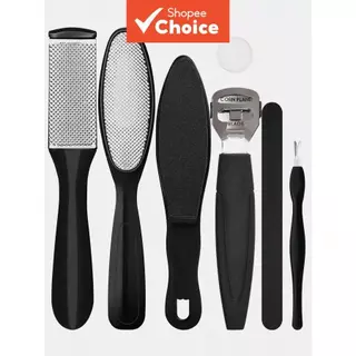 Kit de 7 peças para cuidados com os pés, Raspador de pés em aço inoxidável, Removedor de pele morta para pés, Kit em Oferta na Shopee
