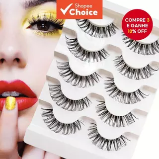 5-Pair DH Strip Cílios Postiços com Faixa Transparente, Design Fofo e Curvado para Realçar o Olhar em Oferta na Shopee