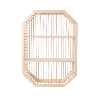 Nicho ripado de madeira com prateleiras - Oikos em Oferta na Shopee