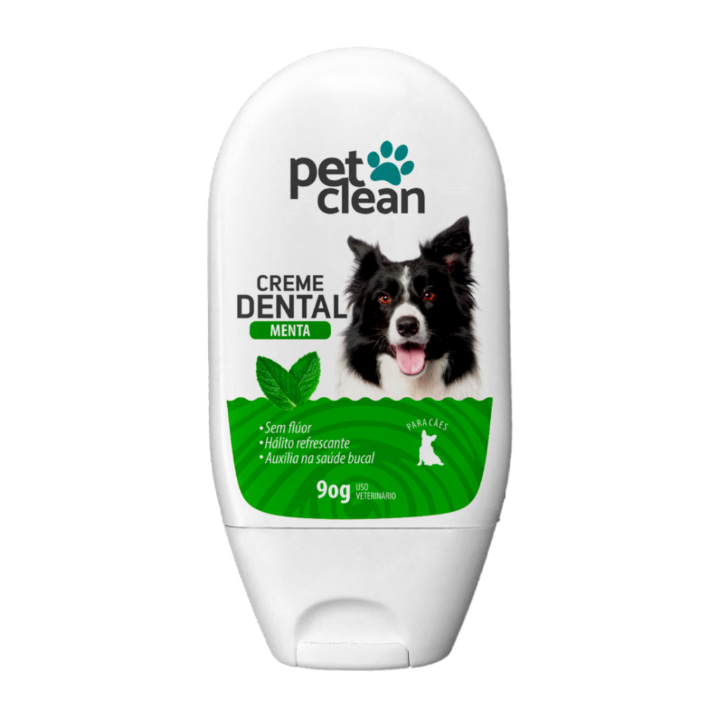 Pasta De Dente Creme Dental Sabor Menta Para Cães e Gatos Pet Clean Sem ...