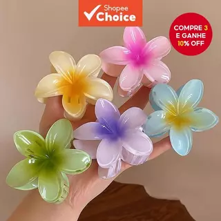 Conjunto De Grampos De Cabelo Frangipani Estilo Resort Feminino Acessórios Florais Gradientes Doces em Oferta na Shopee