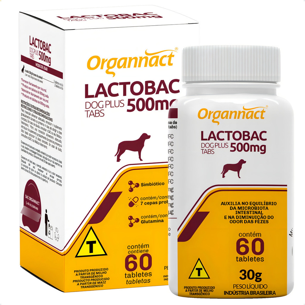 Suplemento Probiótico Lactobac Dog Plus Organnact Cães 60 Tabs 30g ...