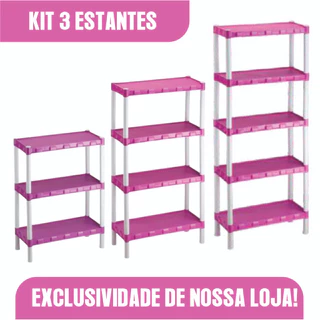 Kit 3 Estantes de Plástico com Pezinhos Multiuso Organizadora Prateleira Reforçada 3 Tamanhos em Oferta na Shopee