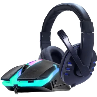 Kit Mouse Gamer Epecializado Em Jogos + Fone De Ouvido Com Isolamento Acústico Gamer