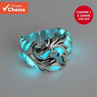 Novo Estilo Chinês Luminoso Dragão Padrão Anel Banda Larga Unissex Casal Jóias De Declaração em Oferta na Shopee