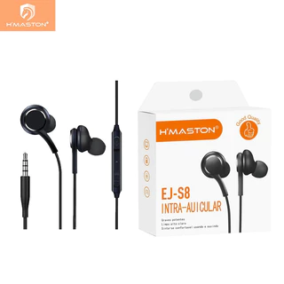 H'maston Fone De Ouvido EJ-S8 P2 Com Microfone Preto 1,2 metros Pronta Entrega Envio Rápido