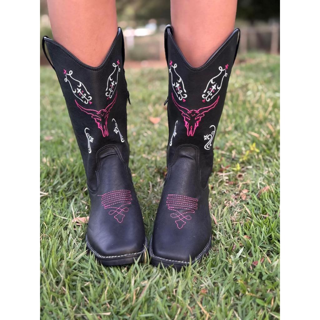Bota Country Feminina e Masculina Texana Couro Cano Longo Rodeio ...
