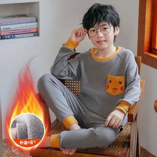 Pijamas meninos outono inverno crianças alemão veludo quente meninos médio grandes crianças dos desenhos animados de man em Oferta na Shopee