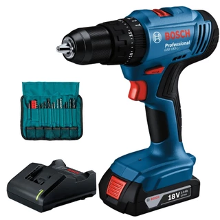 Furadeira Parafusadeira de impacto bateria 1/2" 18V 2Ah c/ kit de acessórios GSB 183-LI Bosch em Oferta na Shopee