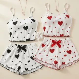 Kit c/2 Conjunto Pijama Baby Doll Feminino Verão Short Dool Blogueirinha Virginia em Oferta na Shopee
