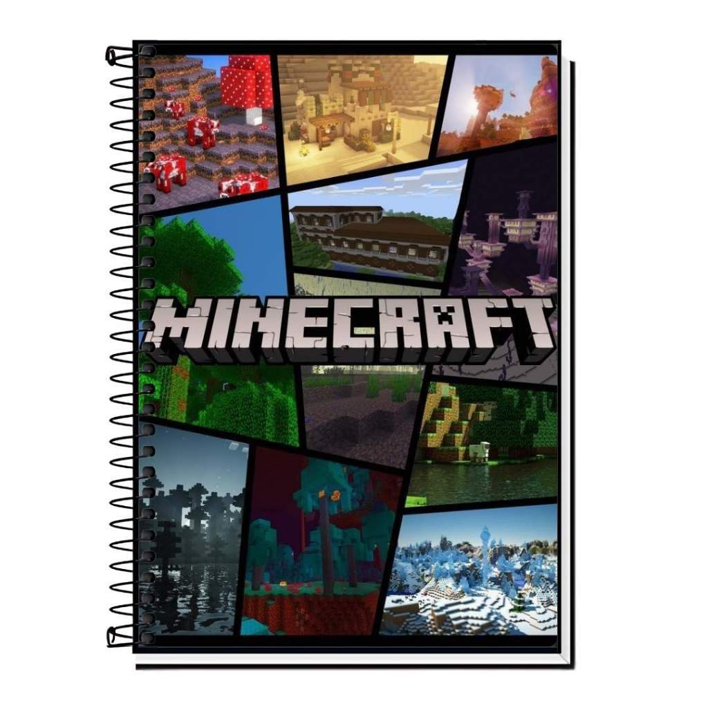 Capa Adesiva Caderno Minecraft | 1, 10, 15 e 20 Matérias | Capa Dura ...