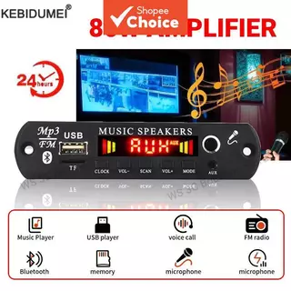 80W Placa Decodificadora Bluetooth Amplificador DIY 12V Microfone 6.5mm Rádio FM TF USB Áudio Música Carro em Oferta na Shopee