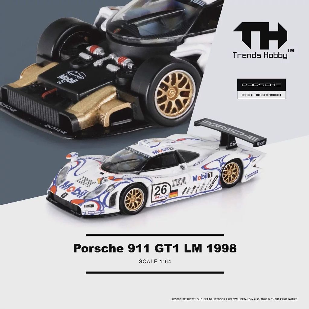 Porsche 911 GT1 LM&EVO 1/64セット Trends Hobby-TH 1/64 Porsche 911 GT1 LM1998 Modelos de carros Liga