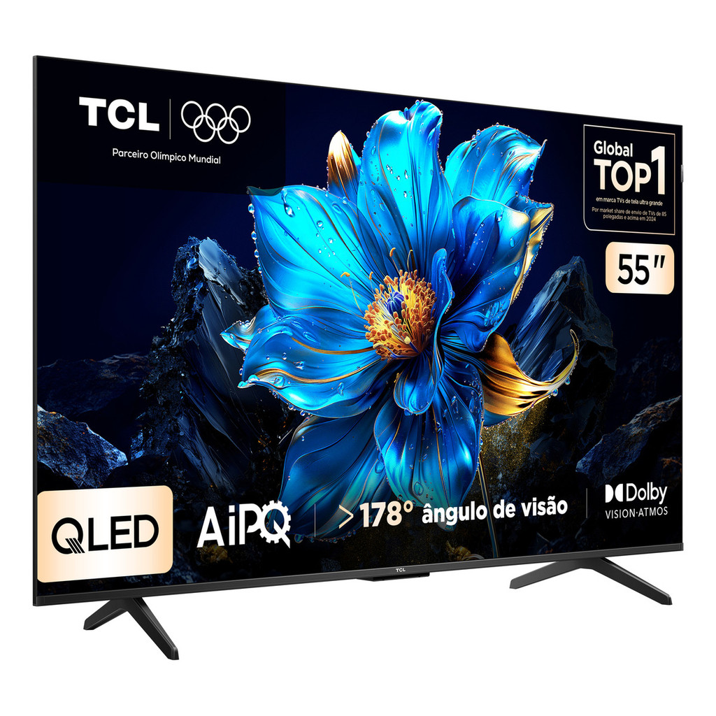 Smart TV TCL 55 Polegadas QLED 4K P7K WiFi Bluetooth Google TV HDR10 ...