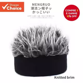 Gorro De Rua Tricotado Com Peruca Coreana – Boné Elástico Respirável Unissex Para Hip-Hop/Academia/Comutação em Oferta na Shopee