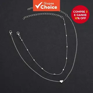 Colar De Coração De Camada Dupla Com Pingente De Cobre De Pérola De Imitação De Joia Elegante Presente Para Mulheres