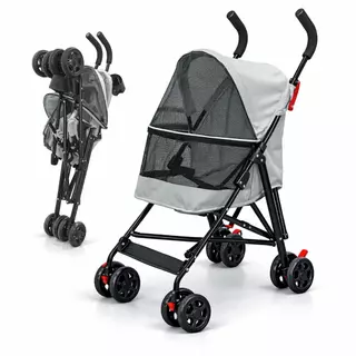 Carrinho de Passeio Pet com Porta Copo para Cães e Gatos 5kg Dobrável em Oferta na Shopee