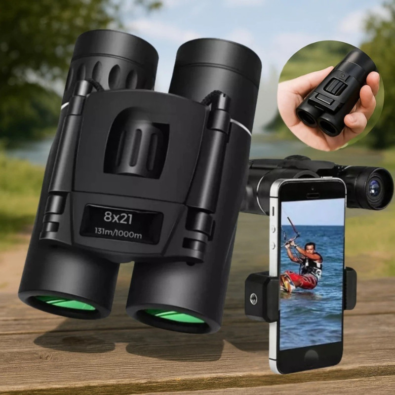 Binóculo Profissional 8x21 com Zoom Alcance 5000m Compacto para Viagem, Caça e Pesca