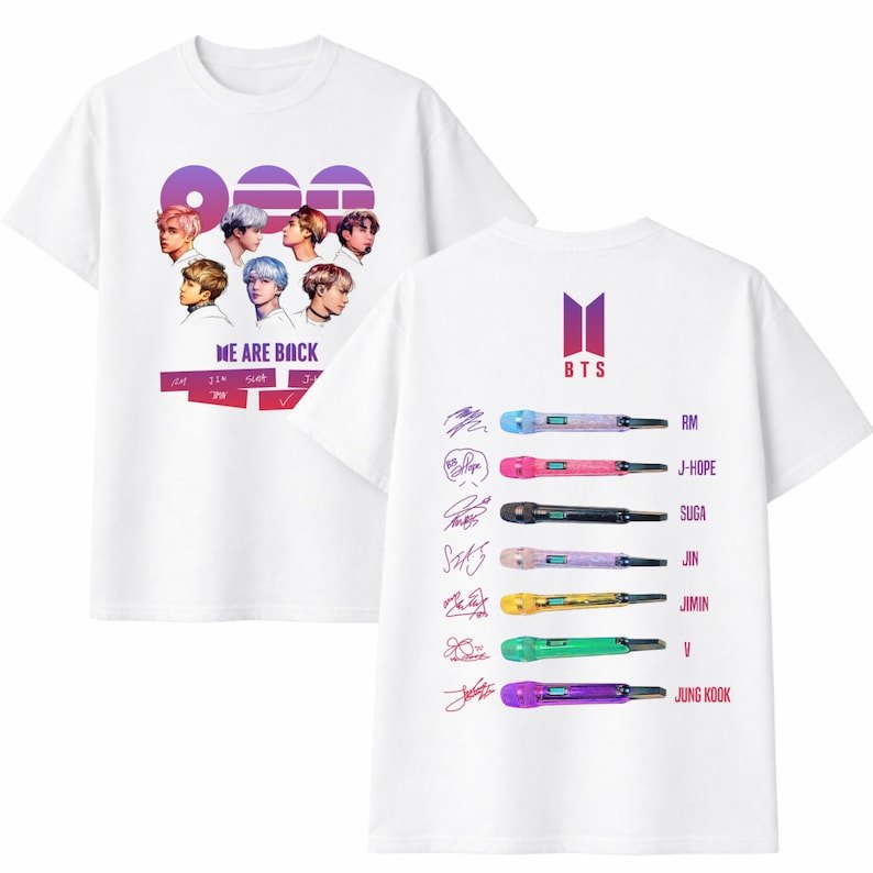 Camiseta Feminina Estampa B.T.S Turnê Mundial 2026 Army Merch BTS