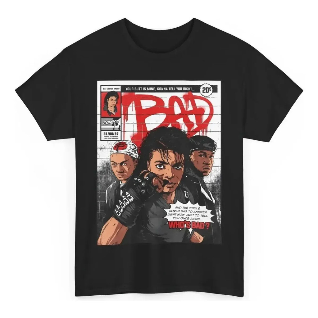 Camisa Michael Jackson Bad World Tour 1988 Camiseta Unissex 100