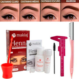 Kit Henna Para Sobrancelhas Profissional – Com Régua e Faca Design / Definição Perfeita/ Acabamento Natural - WL em Oferta na Shopee