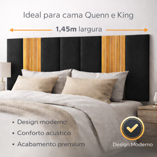 Cabeceira Estofada + Ripado Modular Premium – 2,06 metros de largura  – Ideal Cama Queen e King