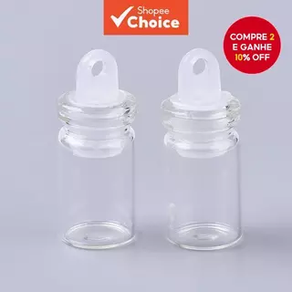 50 Peças Garrafa De Vidro Pingente Decoração Com Plugue De Plástico Transparente 24.5x10mm Furo : 2mm Capacidade : 1ml ( em Oferta na Shopee