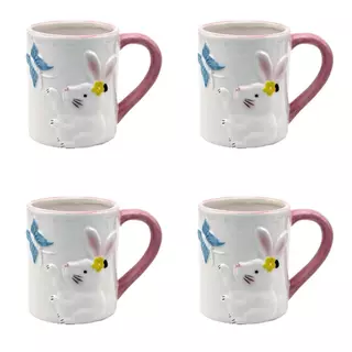 Kit Caneca De Páscoa Coelho Garden 4 Peças 330ML em Oferta na Shopee