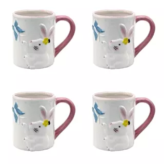 Kit Caneca De Páscoa Coelho Garden 4 Peças 330ML em Oferta na Shopee