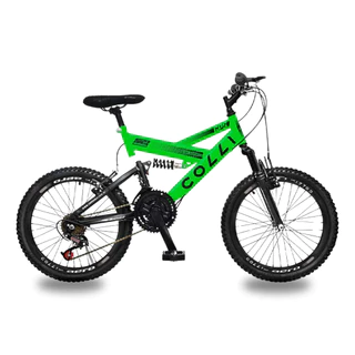 BICICLETA ARO 20 COLLI GPS V-BRAKE SUSPENSÃO FULL VERDE NEON 15 em Oferta na Shopee