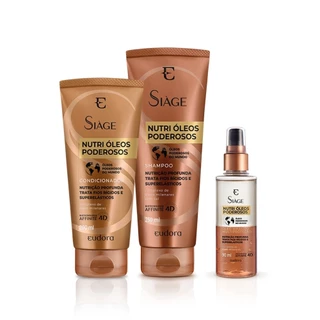 Eudora Kit Siàge Nutri Óleos Poderosos Shampoo + Condicionador + Óleo Bifásico Capilar em Oferta na Shopee