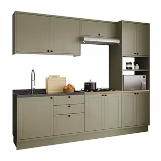Cozinha Modulada Completa Herval Viana, 5 Peças, Verde Hill e Carvalho Nature em Oferta na Shopee