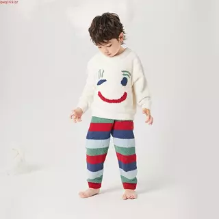 Pijamas Infantis , Roupas Para Casa De Meninos , Novos Estilos De Outono E Inverno Macias Fofas Conjunto De Meia Flanela em Oferta na Shopee