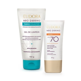 Combo Neo Dermo: Protetor Solar FPS 70 40g + Gel de Limpeza Facial 150g em Oferta na Shopee